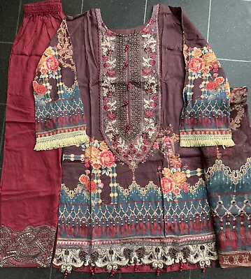 £22 • Buy Salwar Kameez Aliyana Inspired Readymade Size Small Plum Linen Winter Summer