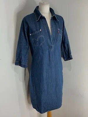 £35 • Buy Levi's Engineered Denim Shirt Dress Small S 8 10 VGC Sheath Classic Blue