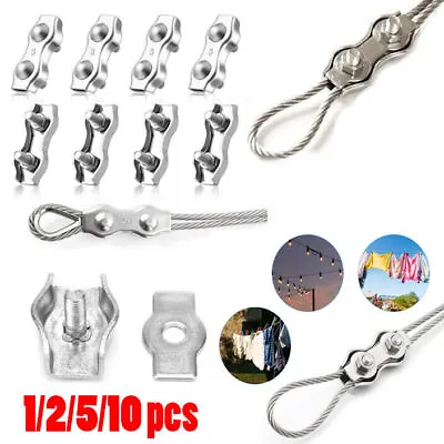 Rope Clamp Cable Clips304 Stainless Steel Duplex Metal Wire Grips Simplex • £4.09