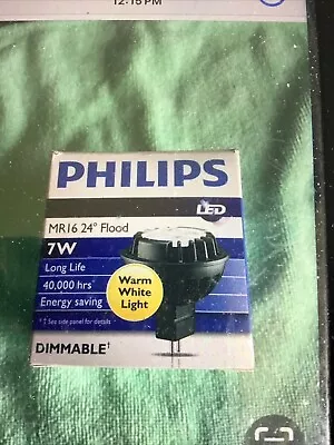 Philips LED 7Watt MR16 3000 DIM 12V 24 Degree White Dimmable Reflector 6 Pieces • $30