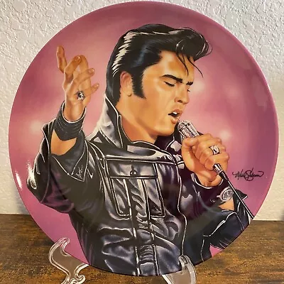 Elvis Presley Collector Plate Blues & Black Leather Orig Box Delphi Elvis Plate • $24.99