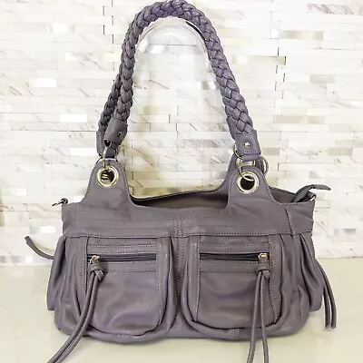 Epiphanie Bag Camera Leather Shoulder Handbag Braided Fringes Lavender XL $347 • $98.88