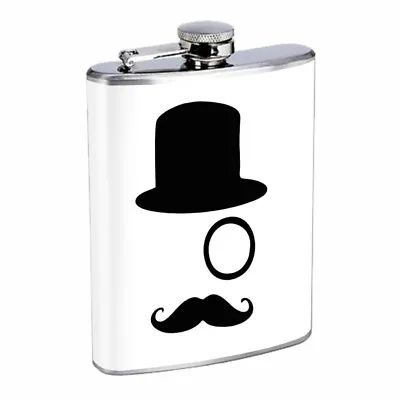 Cool Mustache D4 8oz Stainless Steel Hip Flask • $14.95