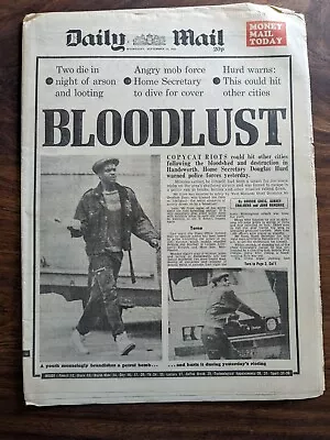 Daily Mail Handsworth Riots 11 September 1985 • £5