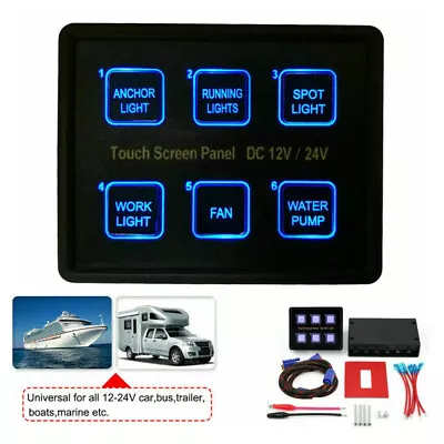 6 Gang 12V/24V Switch Control Panel LED Touch Screen Car Marine Boat RV New AU • $56.99