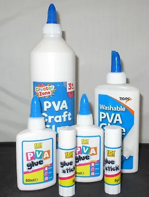 £5.90 • Buy PVA Glue 500ml 150ml 60ml Glue Stick 8g Glue Spots Dots White Tac & Pritt Stick 