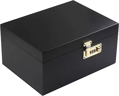 Wooden Box With Hinged Lid And Lock Premium Keepsake Decorative Storage Box For  • $41.99