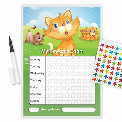 Reward Chart Magnetic Cute Cats With Free Pen & Stars - Kit1r • £2.60