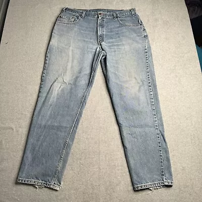 Vintage Levis 545 Jeans Mens 38x32 Blue Washed Denim Orange Tab 90s Loose • $25.88