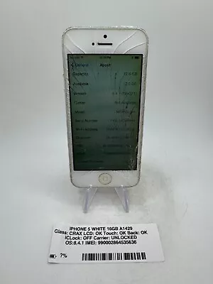 Apple IPhone 5 - 16GB - White - (Unlocked) - A1429 - *FUNCTIONAL* • $20.99