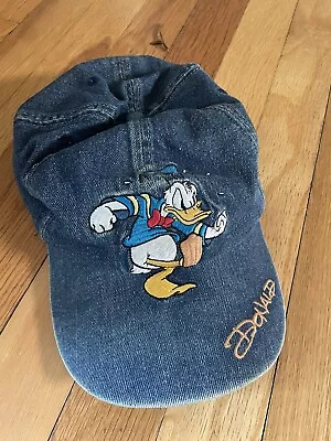 Vintage Walt Disney World Angry Donald Duck Denim Adjustable Hat • $29