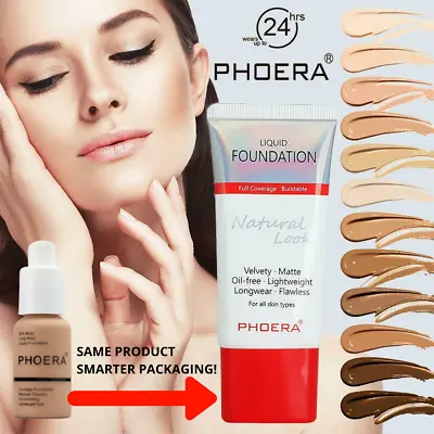 £5.50 • Buy Phoera Foundation Matte Skin Full Coverage Long Lasting Face Makeup Concealer Tu