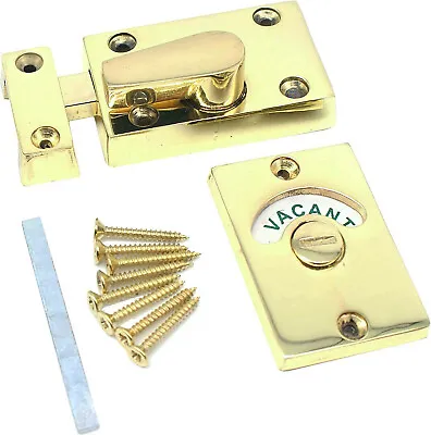 Bathroom Indicator Bolt Brass Vacant / Engaged WC Toilet Door Lock Polished • $49.31