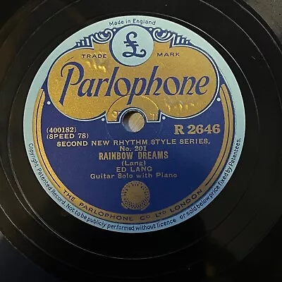 Jazz Guitar: Eddie Lang - ’rainbow Dreams’ 1928 Solos Parlophone 78! • £14.99