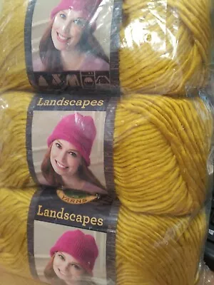 Lion Brand Landscapes Aran Yarn Shade Mustard 3x100g Balls Pack  NEW • £30