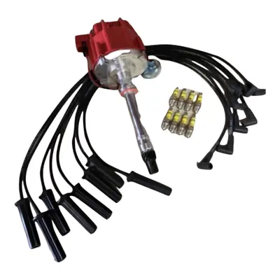 $121.69 • Buy Distributor + Ignition Wire Set + 8 Spark Plugs For Chevy 305 350 400 GMC BL15Y