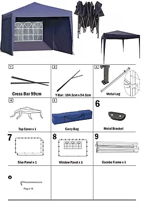 £18.99 • Buy 3m X 3m Pop Up Weather Resistant Garden Gazebo Replacement Spare Parts 3967.