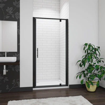 Black Pivot Shower Doors Single Glass Enclosure Bathroom 7007608009001000 Mm • £105