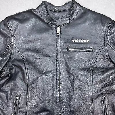 Victory Motorcycles Leather Jacket Mens Extra Large Black Liner Pure Gear Biker • $199.95