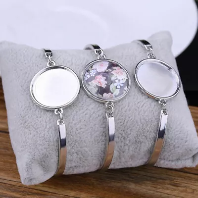 £7.74 • Buy 10pc Metal Cabochon Bracelet Fit 20mm Cameo Settings Bracelets Bezel Blanks, F2
