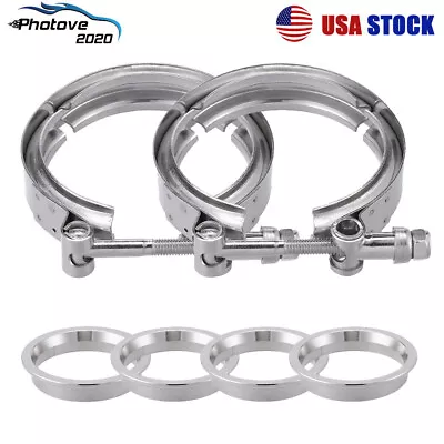 $29.99 • Buy 2x 4inch V-band Clamp 4  Stainless Steel Flange Male-Female For Exhaust Downpipe