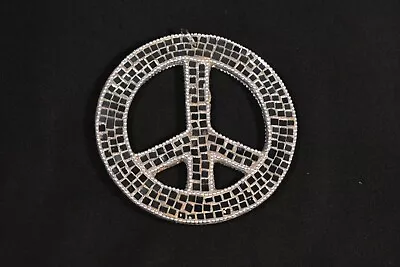 Mirror Mosaic Peace Sign Hanging Glitter Silver • $12