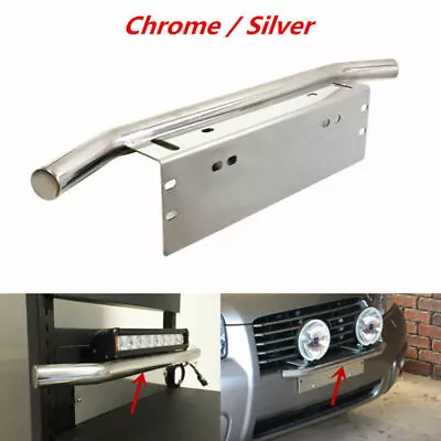 1x 23'' Chrome Bull Bar Front Bumper Working Lights License Plate Holder Braket • $96.91