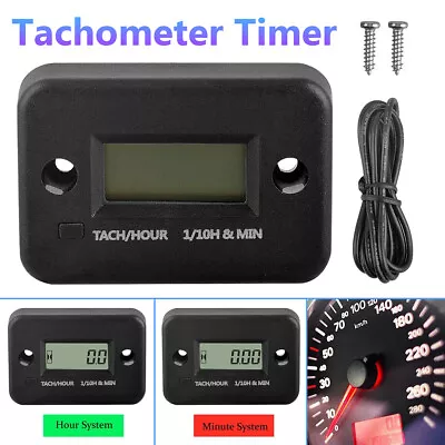 Digital Tachometer Chainsaw Engine Tach Hour Meter Lawn Mower Black 2/4 Stroke # • $10.79