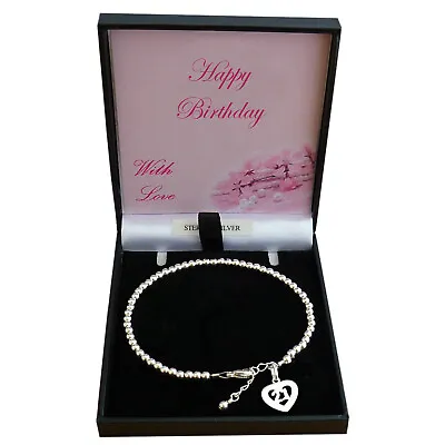 Silver Beads Bracelet With 21 Charm. 21st Birthday Gift For Sister Daughter Etc • £24.99