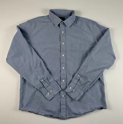 UNTUCKit Venturo Men’s Large Long Sleeve Button Up Blue Check Collared Shirt • $12.99