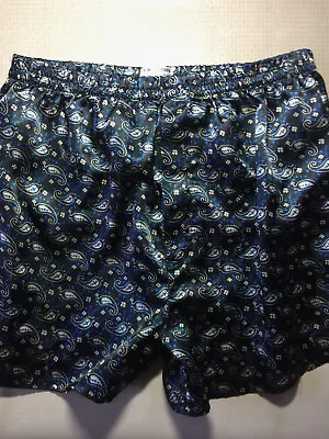 BRIEFLY STATED Men's Large 36 38 Paisley Satin Button Fly Boxer Sleek Shorts • $18.50
