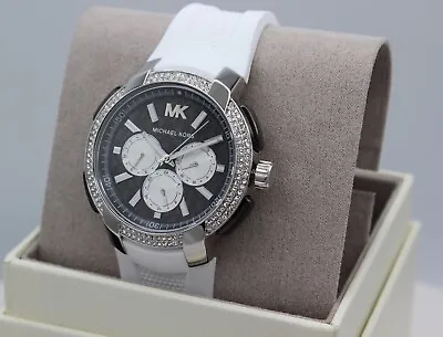 New Authentic Michael Kors Sidney Silver White Silicone Women's Mk6947 Watch • $139.99