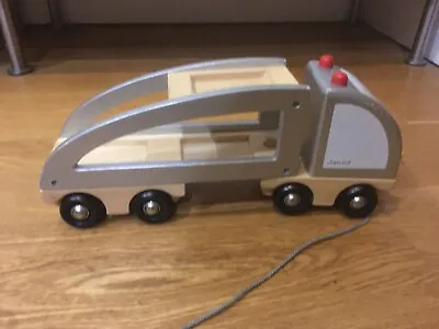 Janod Car Transporter Wooden Toy Steiner Montessori Pull Along • £7.99