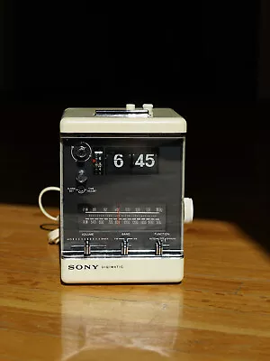 Sony Flip Clock Alarm Vintage Radio Danish Style Restored • $218