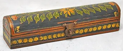 Vintage Wooden Small Pencil Stationary Box Original Old Hand Crafted Painted • $49