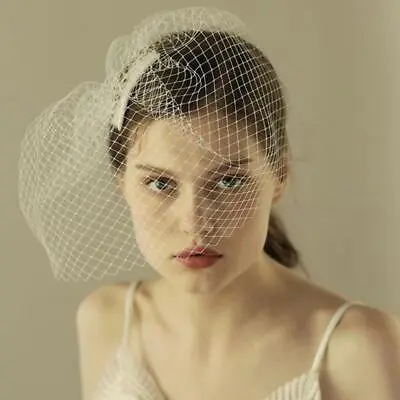 Birdcage Veil Headpiece With Pin And Hairclip Comes In Black Or White • $13.95