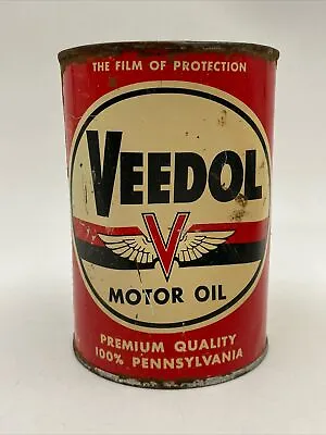 Vintage Veedol Flying V Premium Quality Motor Oil 1 Quart Advertising Tin Can • $84.99