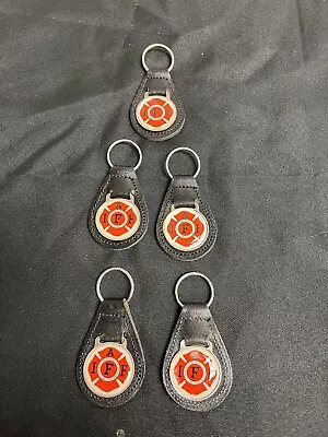 IAFF - International Association Fire Fighters - Leather Keyrings NEW LOT OF 5 • $13.99