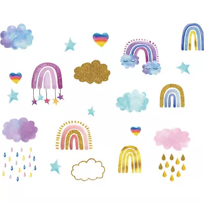 Colourful Rainbow Nursery Wall Sticker Stars Love Heart Removable Wall Decal • $14.99