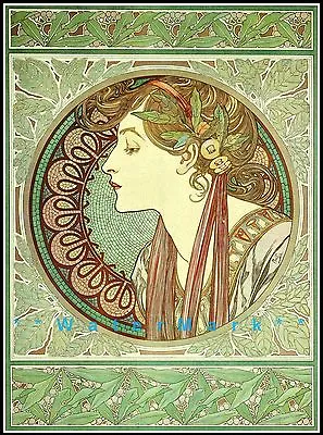 Laurel 1901 Alphonse Mucha Vintage Poster Print Restored Art Nouveau Deco Lady  • $27.45