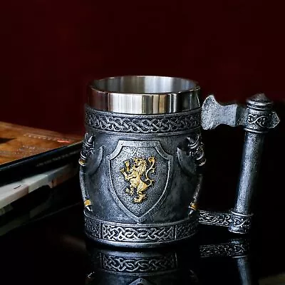 Medieval Viking Axes Mug Gifts For Men English Gold Lion Shields Beer Steins... • $31.42