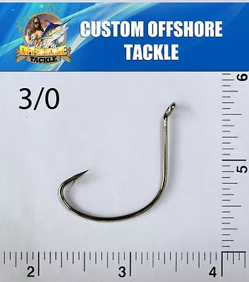 50 Size 3/0 Custom Offshore Tackle Offset Nickel Kahle Hooks Bent Eye Up • $8.75
