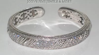 Magnificent Estate Sterling Silver Judith Ripka Cubic Zirconia Cuff Bracelet • $75