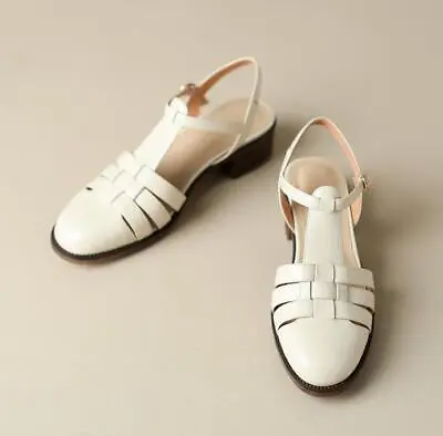 New Roman Block Low Heel Casual Sandals Women Breathable Holiday Shoes • $49.40