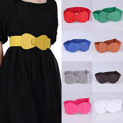 Ladies Wide Elastic Waist Belt Buckle Corset Women Stretch Cinch Dress Waistband • £5.80