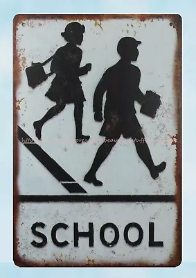 School Road Crossing Metal Tin Sign Vintage Reproductions • $18.89