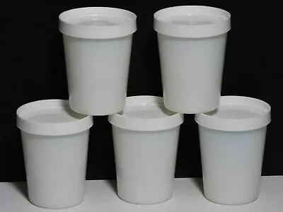 Set Of 5 Salton Yogurt Maker GM-5 YM-4 White Milk Glass Cup With Lids Vintage • $24.90