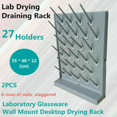 2pcs 27 Pegs Wall Mount & Desk Stand Laboratory Drying Rack Cleaning Equipment  • $61.75