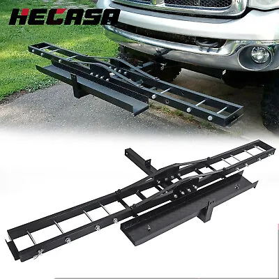 Black Motorcycle Scooter DirtBike Carrier Hauler Hitch Mount Rack Ramp Anti Tilt • $80.69