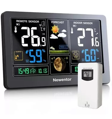 Newentor Weather Station Wireless With Outdoor Indoor Sensor Color Display Dig • £33.99